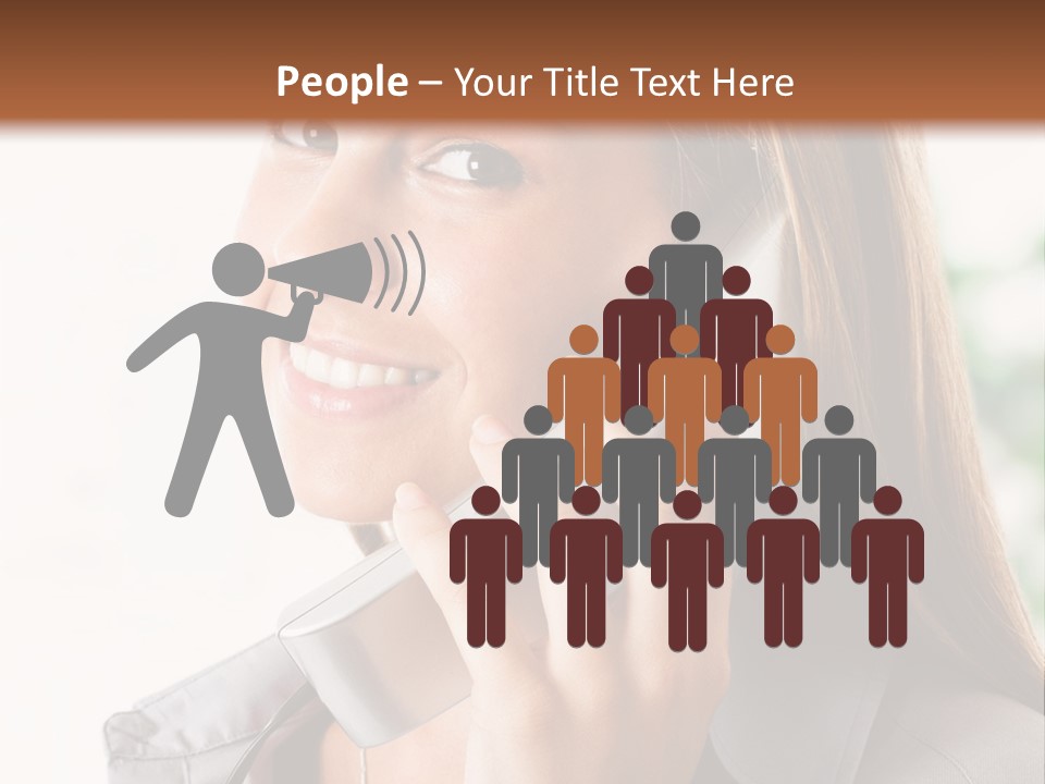 A Woman Talking On A Phone With A Smile On Her Face PowerPoint Template