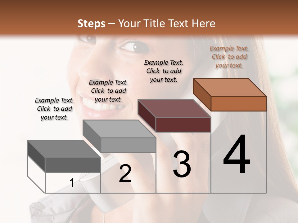 A Woman Talking On A Phone With A Smile On Her Face PowerPoint Template