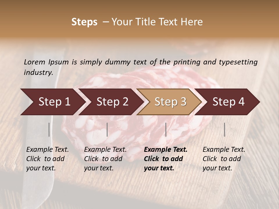 A Piece Of Raw Meat On A Cutting Board With A Knife PowerPoint Template