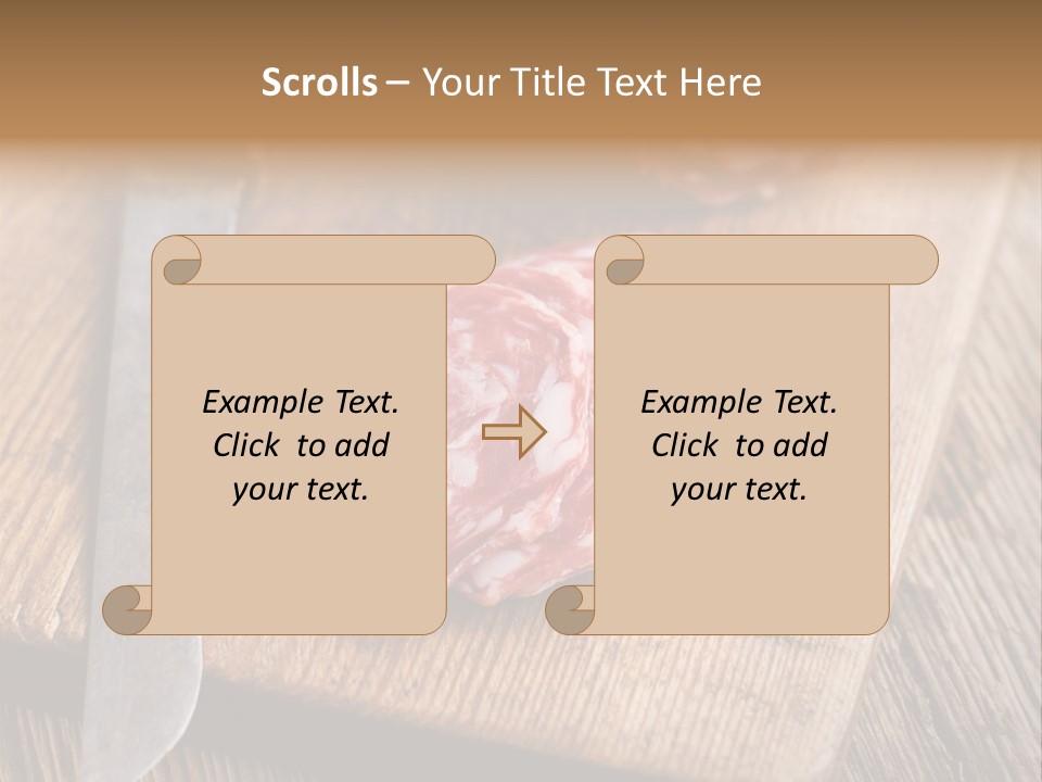 A Piece Of Raw Meat On A Cutting Board With A Knife PowerPoint Template