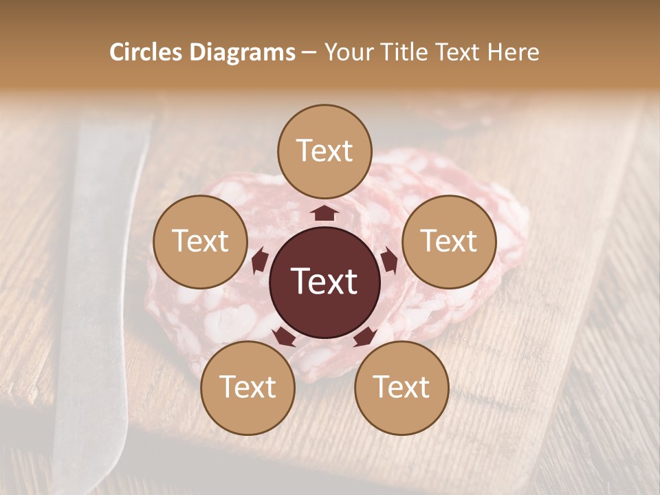 A Piece Of Raw Meat On A Cutting Board With A Knife PowerPoint Template