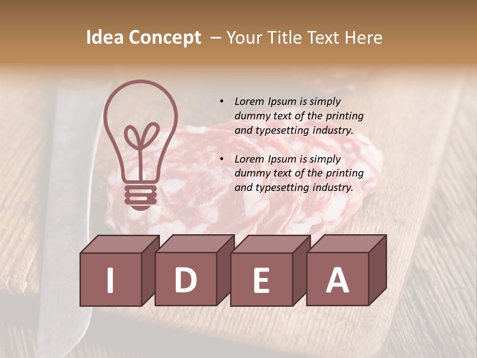 A Piece Of Raw Meat On A Cutting Board With A Knife PowerPoint Template