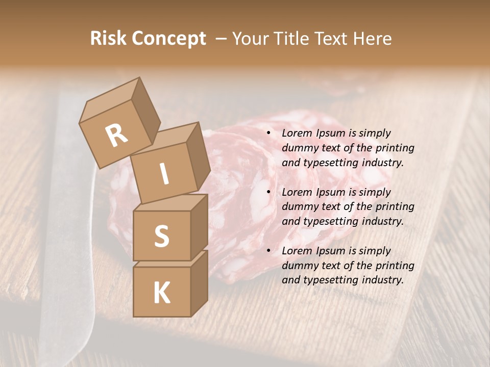 A Piece Of Raw Meat On A Cutting Board With A Knife PowerPoint Template