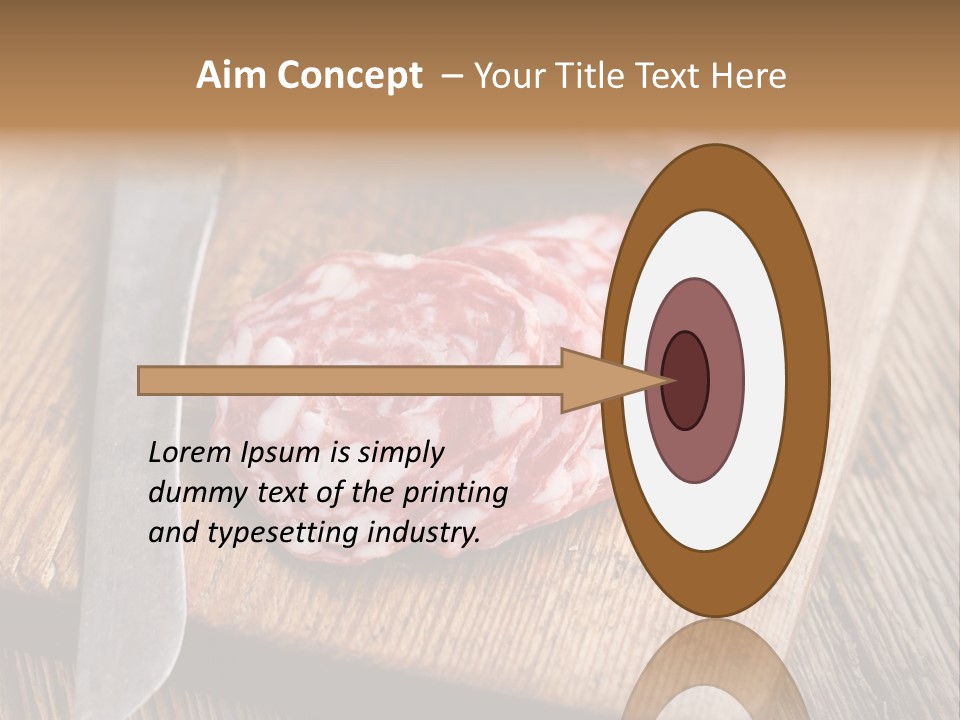 A Piece Of Raw Meat On A Cutting Board With A Knife PowerPoint Template