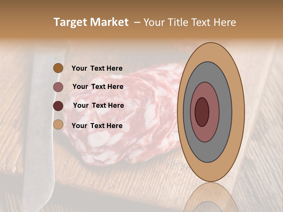 A Piece Of Raw Meat On A Cutting Board With A Knife PowerPoint Template