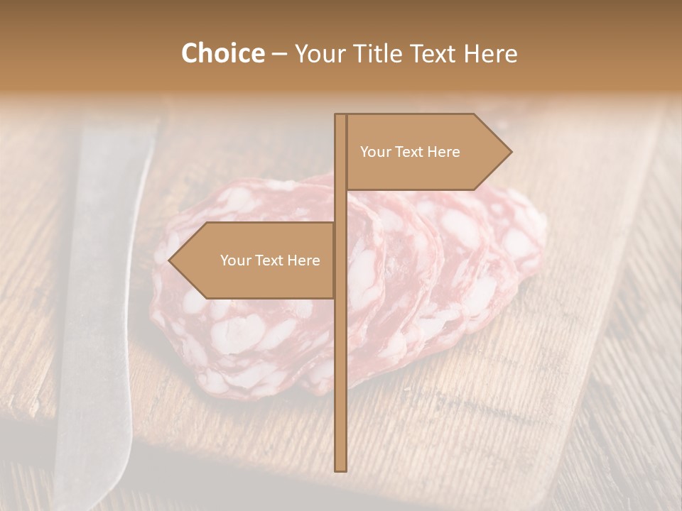 A Piece Of Raw Meat On A Cutting Board With A Knife PowerPoint Template