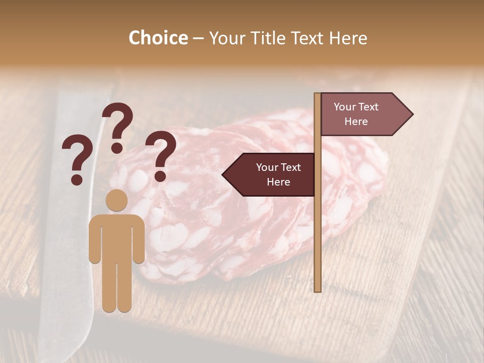 A Piece Of Raw Meat On A Cutting Board With A Knife PowerPoint Template