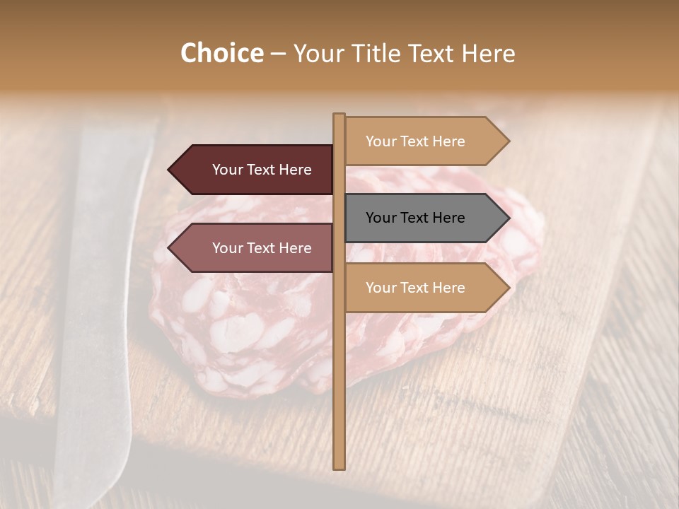 A Piece Of Raw Meat On A Cutting Board With A Knife PowerPoint Template