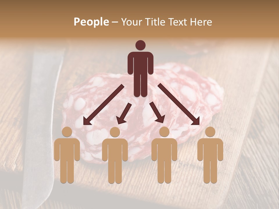 A Piece Of Raw Meat On A Cutting Board With A Knife PowerPoint Template