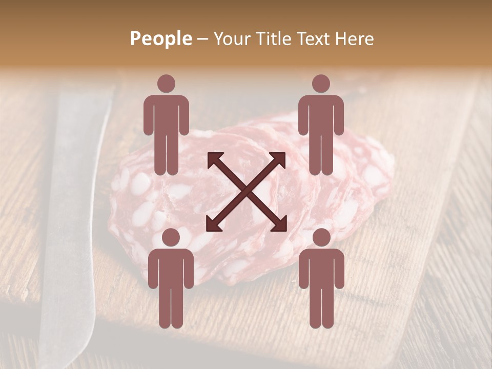 A Piece Of Raw Meat On A Cutting Board With A Knife PowerPoint Template
