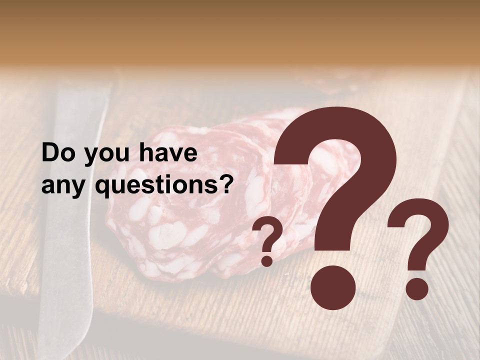 A Piece Of Raw Meat On A Cutting Board With A Knife PowerPoint Template