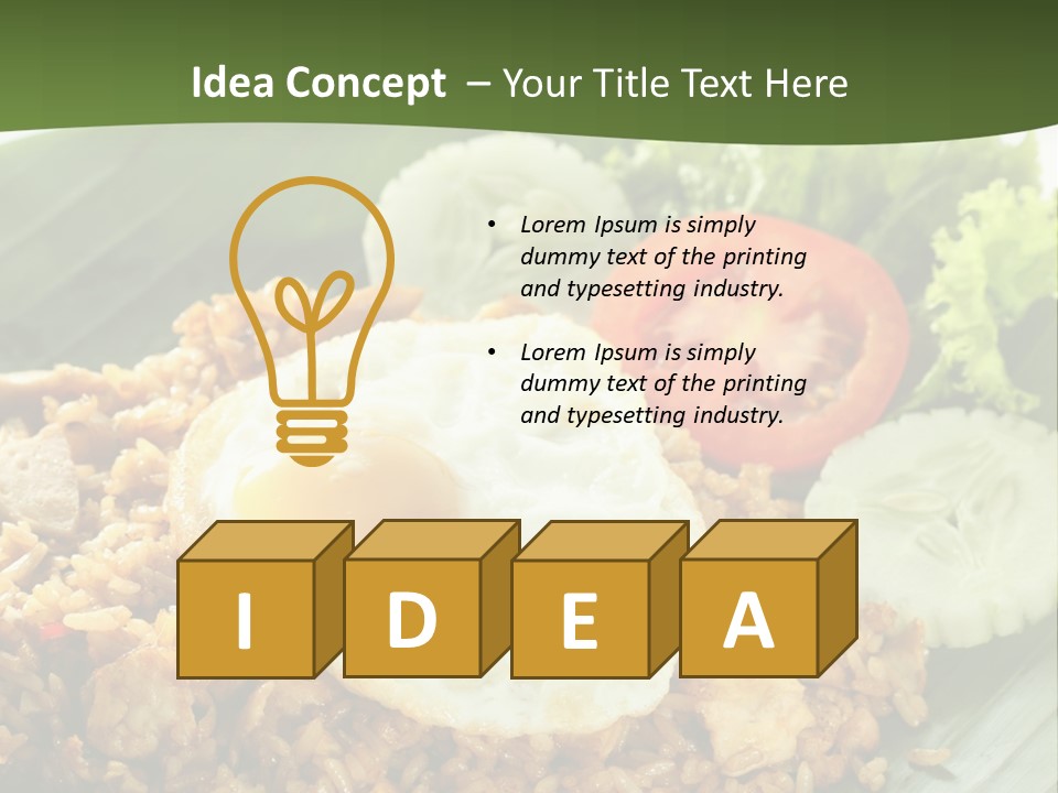 A Plate Of Food With A Fried Egg On Top Of Rice PowerPoint Template