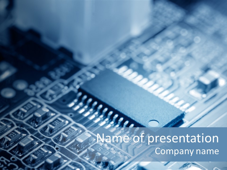 A Close Up Of A Computer Chip With The Words Name Of Presentation On It PowerPoint Template