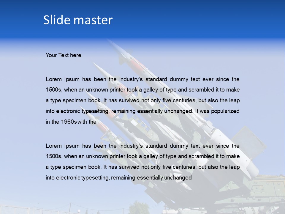 A Group Of Missiles On Display In Front Of A Blue Sky PowerPoint Template