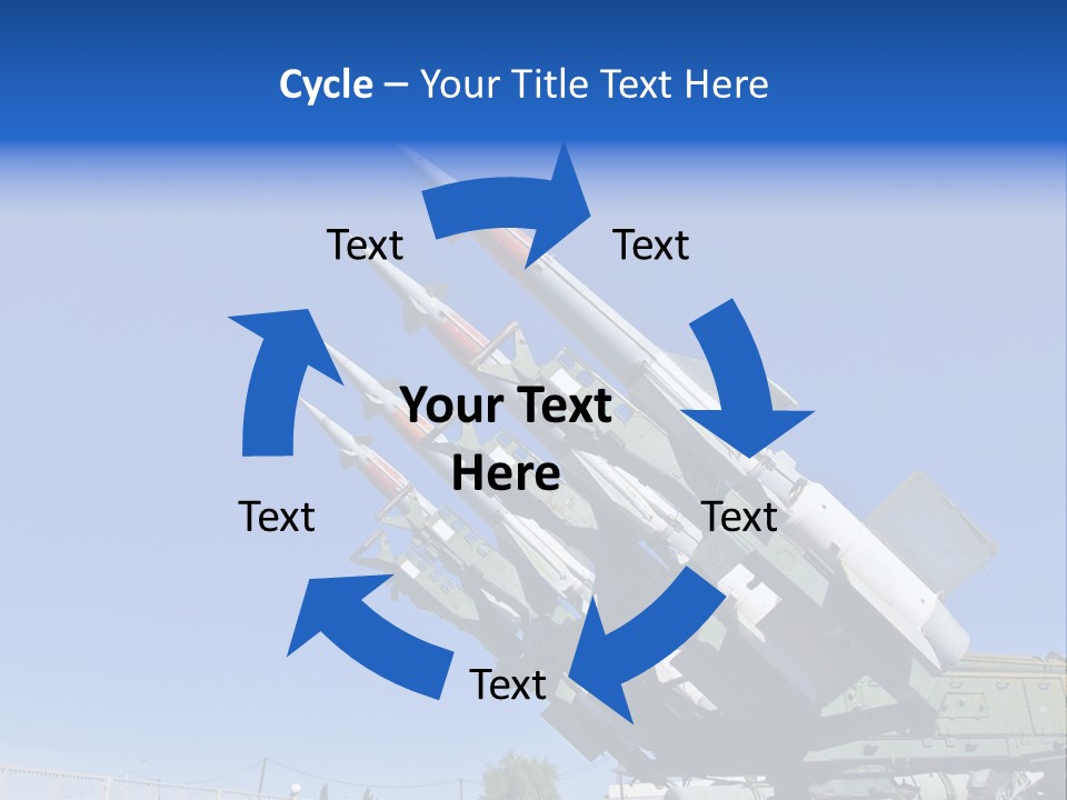 A Group Of Missiles On Display In Front Of A Blue Sky PowerPoint Template