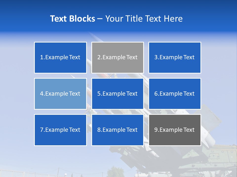A Group Of Missiles On Display In Front Of A Blue Sky PowerPoint Template