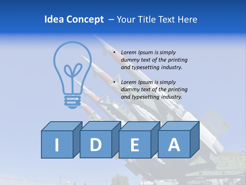 A Group Of Missiles On Display In Front Of A Blue Sky PowerPoint Template