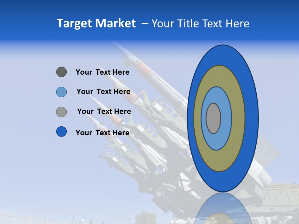 A Group Of Missiles On Display In Front Of A Blue Sky PowerPoint Template