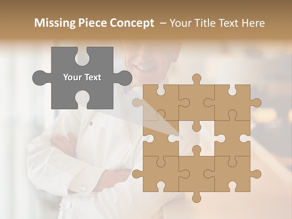 A Chef Standing In Front Of A Counter With His Arms Crossed PowerPoint Template