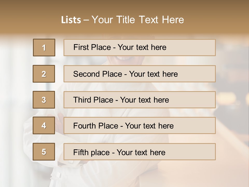 A Chef Standing In Front Of A Counter With His Arms Crossed PowerPoint Template