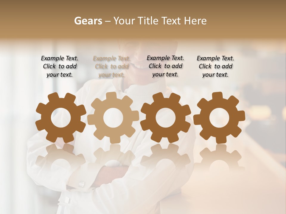 A Chef Standing In Front Of A Counter With His Arms Crossed PowerPoint Template