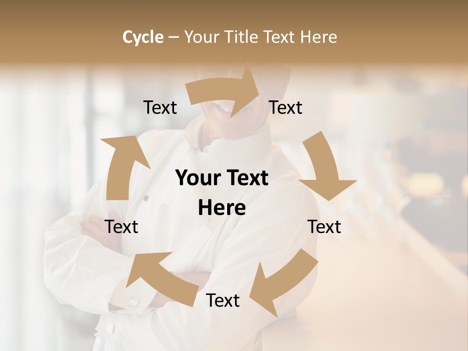 A Chef Standing In Front Of A Counter With His Arms Crossed PowerPoint Template