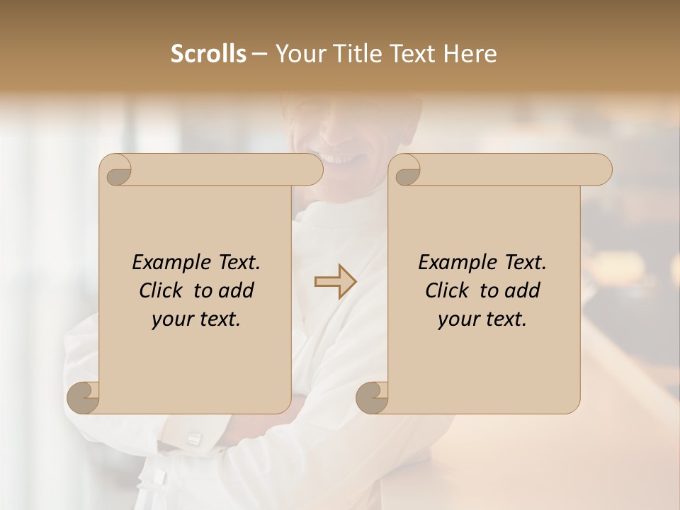 A Chef Standing In Front Of A Counter With His Arms Crossed PowerPoint Template
