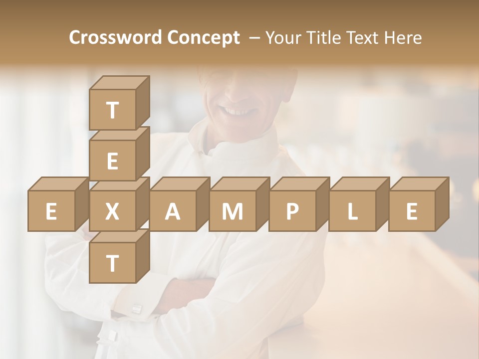 A Chef Standing In Front Of A Counter With His Arms Crossed PowerPoint Template