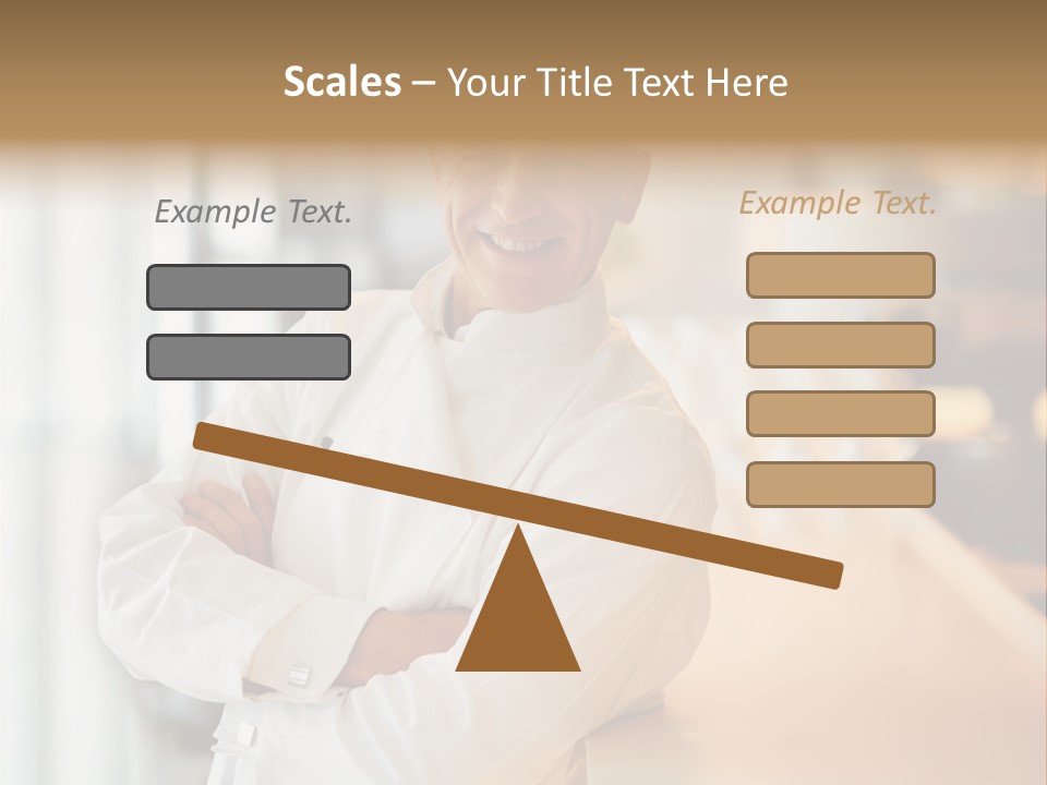 A Chef Standing In Front Of A Counter With His Arms Crossed PowerPoint Template