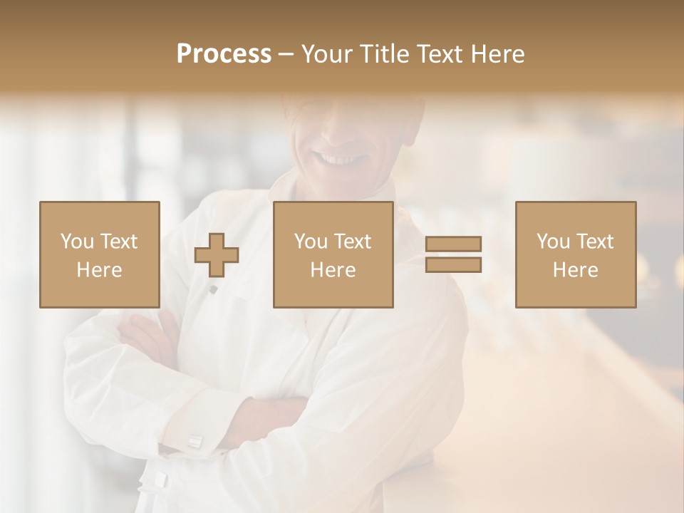 A Chef Standing In Front Of A Counter With His Arms Crossed PowerPoint Template