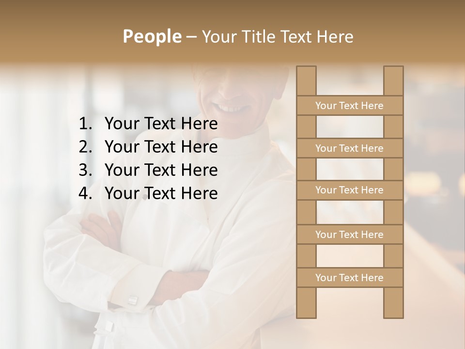 A Chef Standing In Front Of A Counter With His Arms Crossed PowerPoint Template