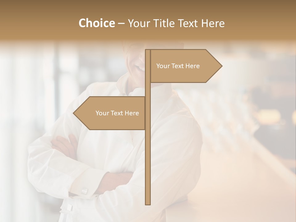 A Chef Standing In Front Of A Counter With His Arms Crossed PowerPoint Template