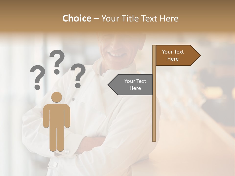 A Chef Standing In Front Of A Counter With His Arms Crossed PowerPoint Template