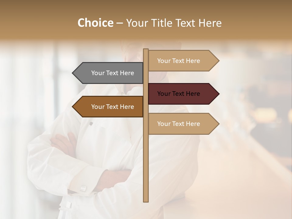 A Chef Standing In Front Of A Counter With His Arms Crossed PowerPoint Template