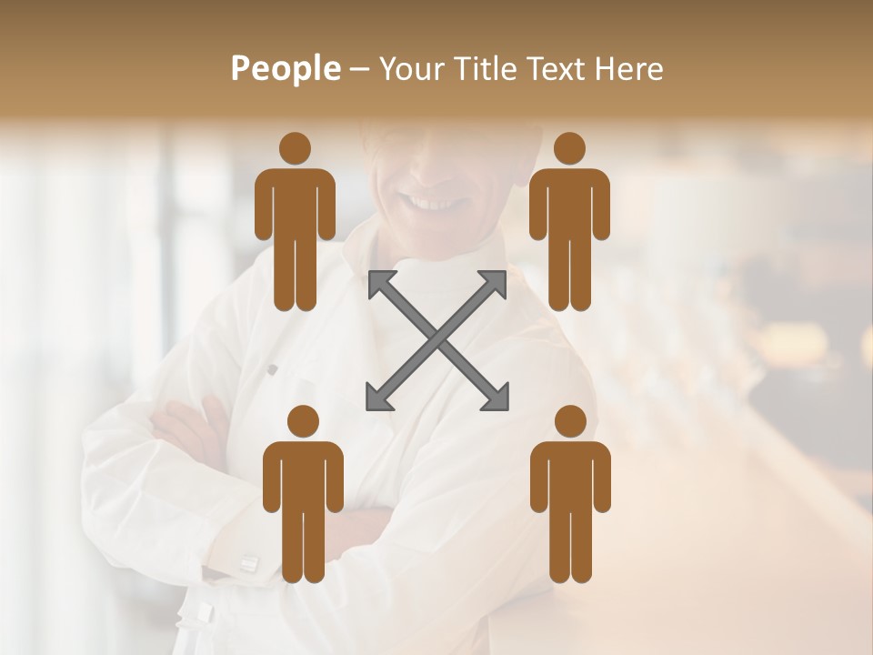 A Chef Standing In Front Of A Counter With His Arms Crossed PowerPoint Template