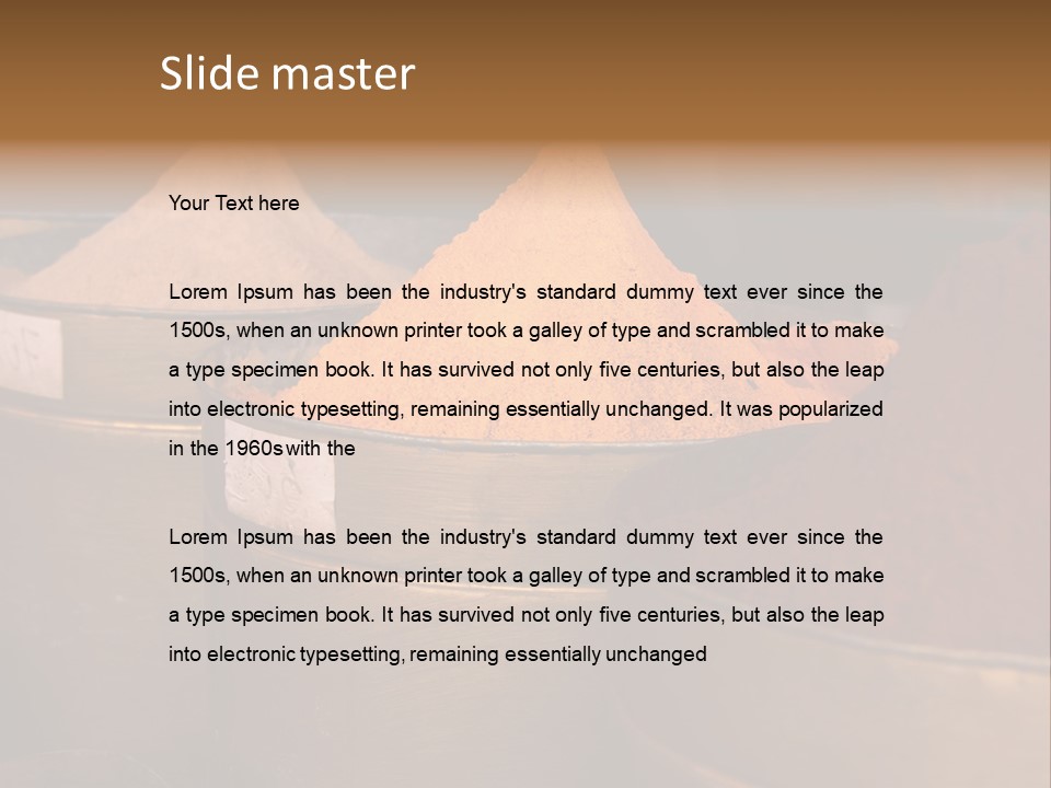 A Group Of Buckets Filled With Different Colored Spices PowerPoint Template