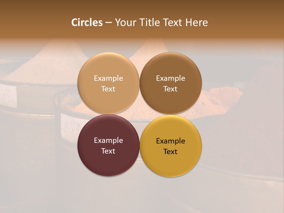 A Group Of Buckets Filled With Different Colored Spices PowerPoint Template