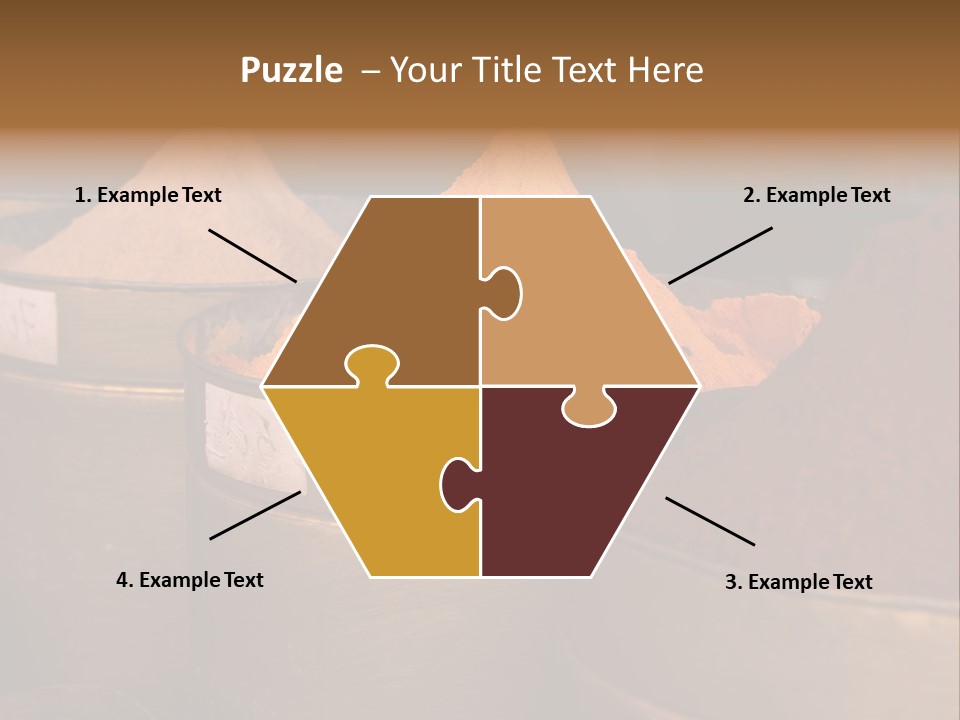 A Group Of Buckets Filled With Different Colored Spices PowerPoint Template