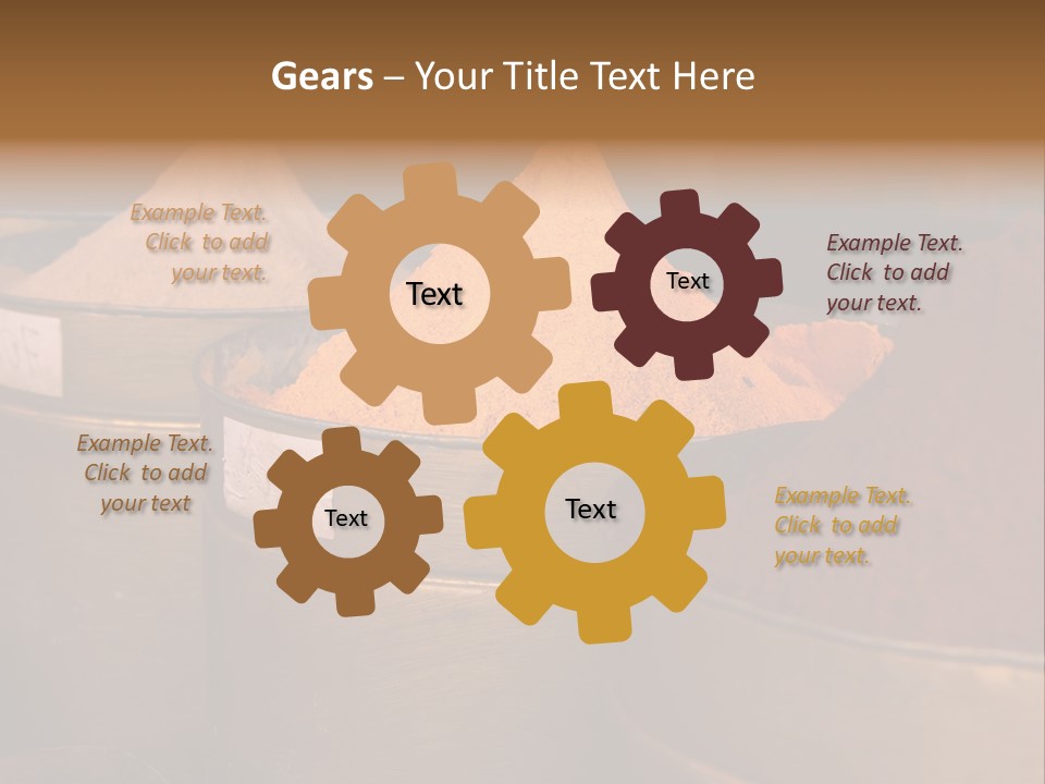 A Group Of Buckets Filled With Different Colored Spices PowerPoint Template