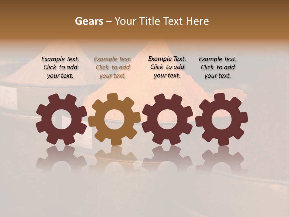 A Group Of Buckets Filled With Different Colored Spices PowerPoint Template