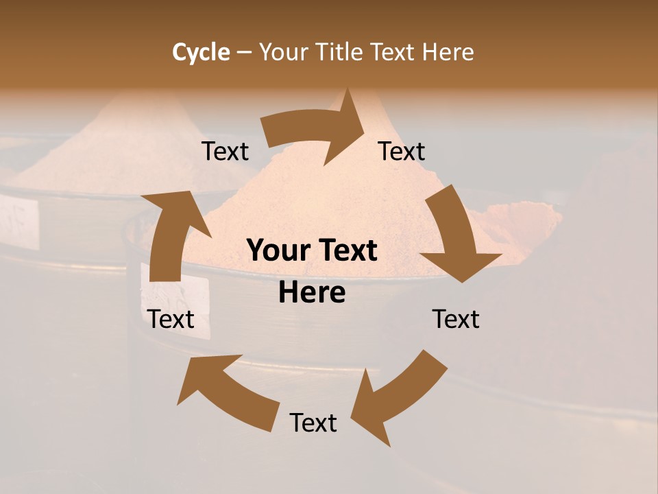 A Group Of Buckets Filled With Different Colored Spices PowerPoint Template