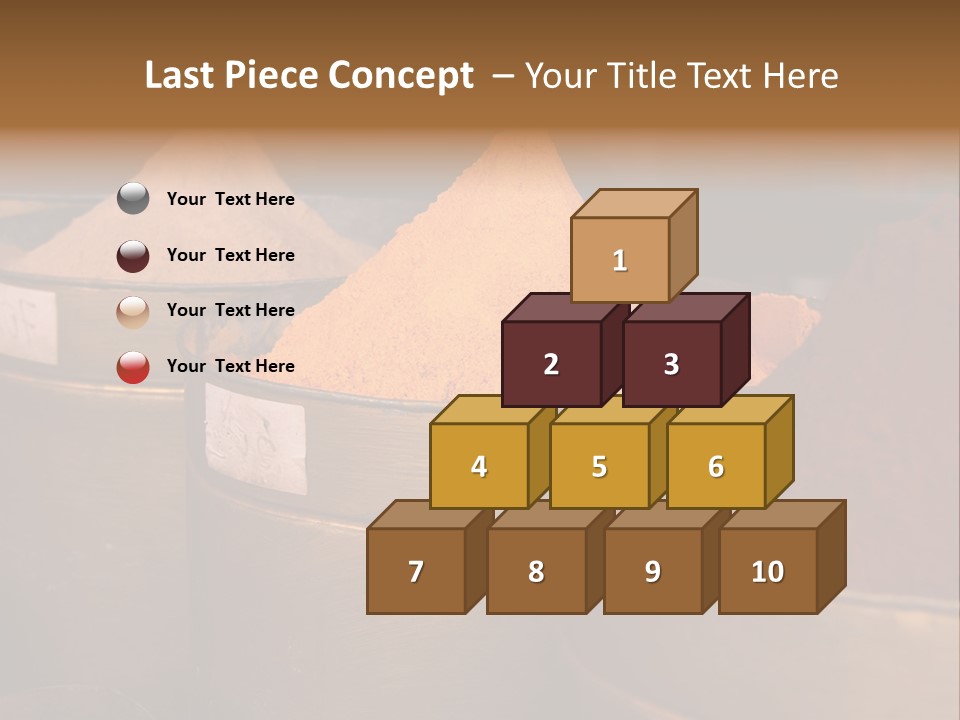 A Group Of Buckets Filled With Different Colored Spices PowerPoint Template