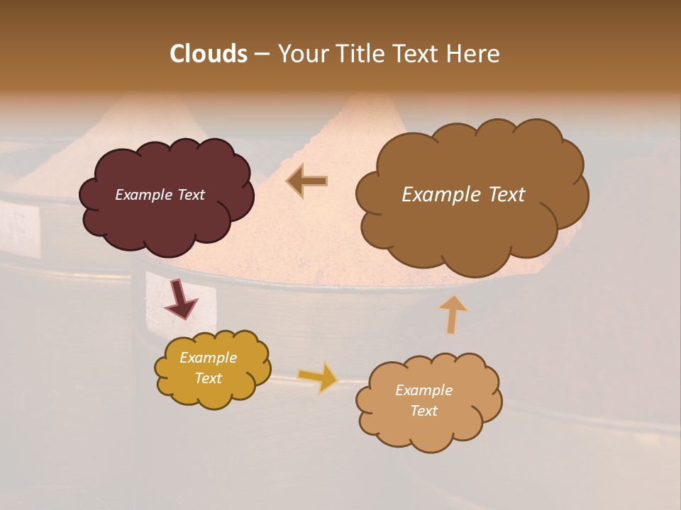 A Group Of Buckets Filled With Different Colored Spices PowerPoint Template