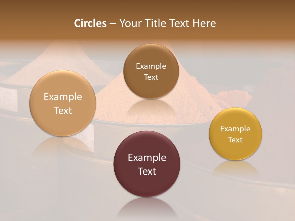 A Group Of Buckets Filled With Different Colored Spices PowerPoint Template