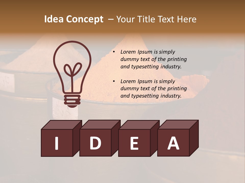 A Group Of Buckets Filled With Different Colored Spices PowerPoint Template