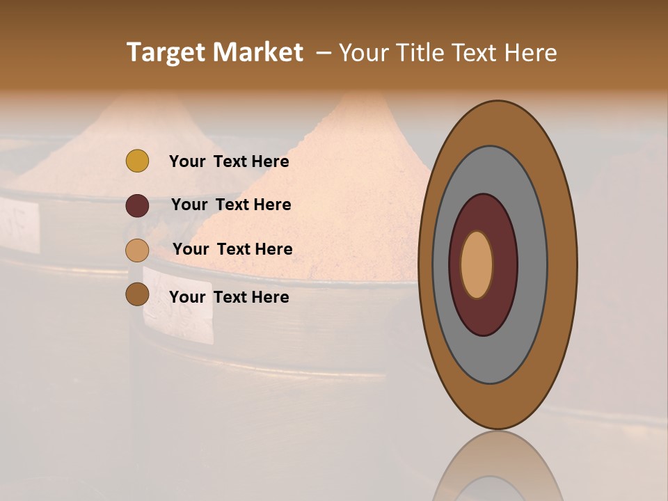 A Group Of Buckets Filled With Different Colored Spices PowerPoint Template