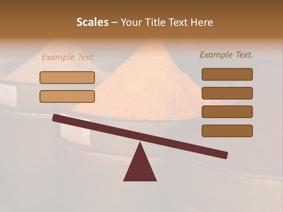 A Group Of Buckets Filled With Different Colored Spices PowerPoint Template