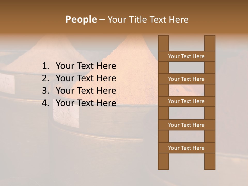 A Group Of Buckets Filled With Different Colored Spices PowerPoint Template