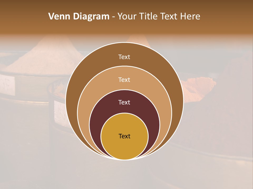 A Group Of Buckets Filled With Different Colored Spices PowerPoint Template