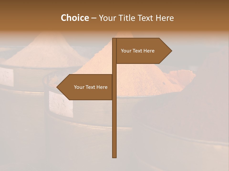 A Group Of Buckets Filled With Different Colored Spices PowerPoint Template